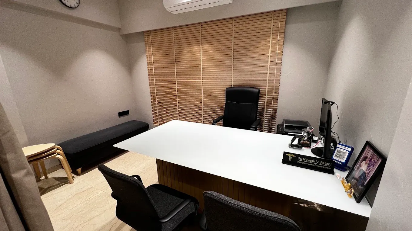 Dr. Patani's consultation room with his nameplate on the desk